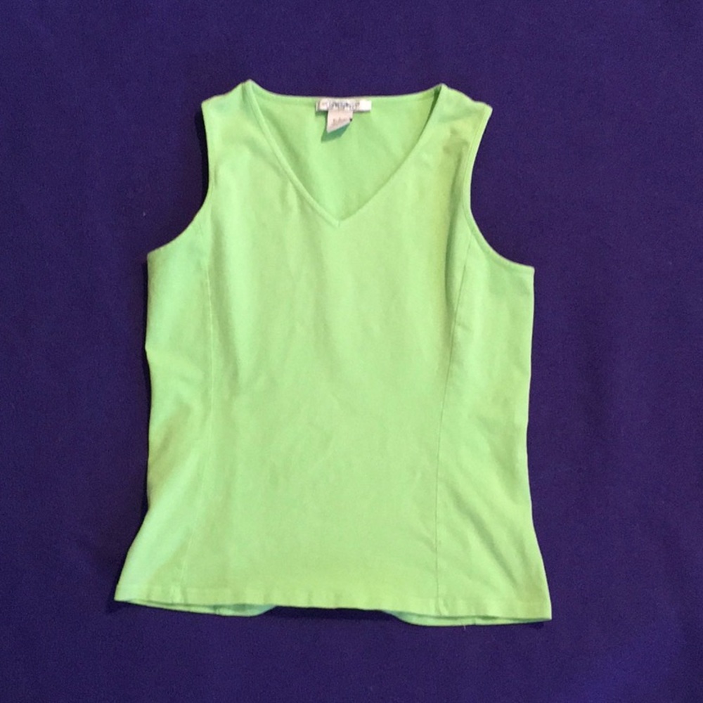 Lime green workout yoga v-neck tank summer top L
